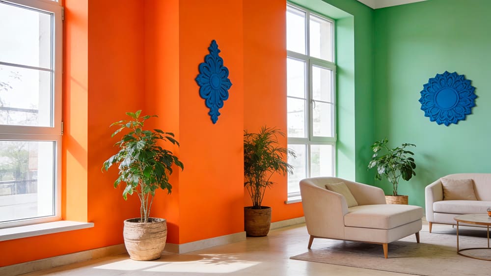 Ambiente interno com cores vibrantes